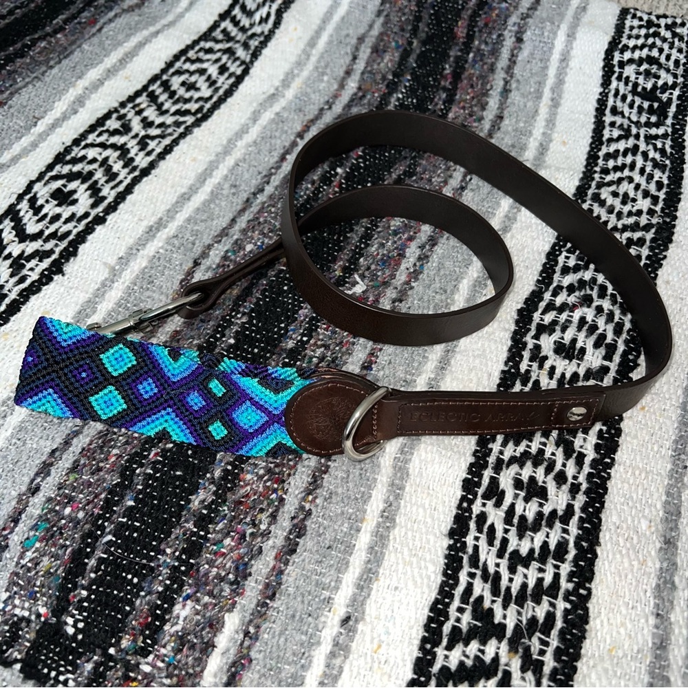 NWOT Eclectic Array Woven Cabo Mexican Leather Dog Leash